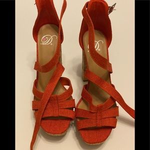 Cute orange sandal heels